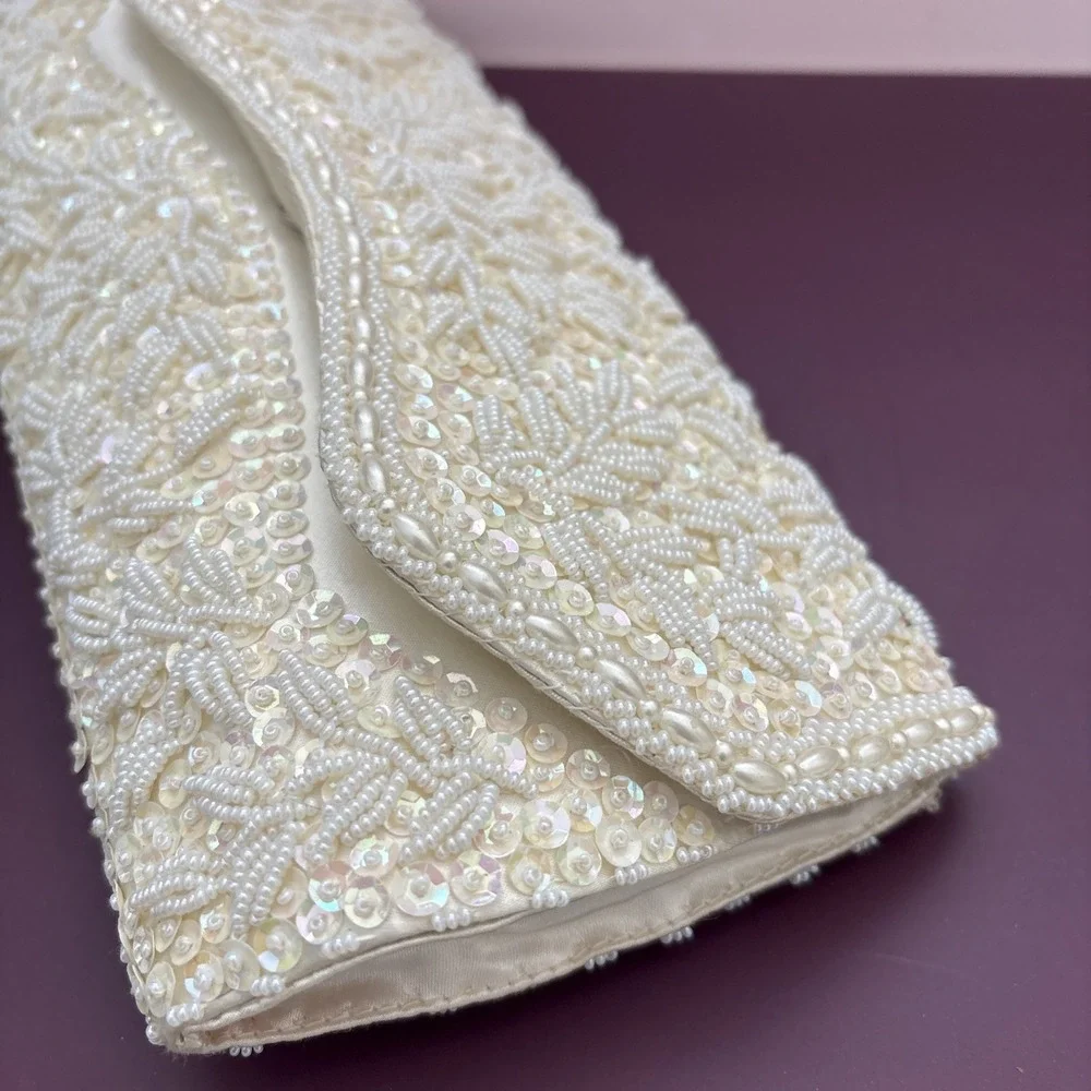 La‎ Regale Ltd Ivory Beaded & Sequined Evening Bag Hong Kong Wedding